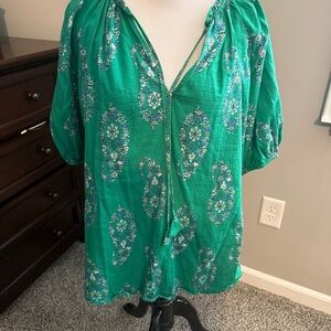 Knox Rose Teal Paisley Women's Blouse